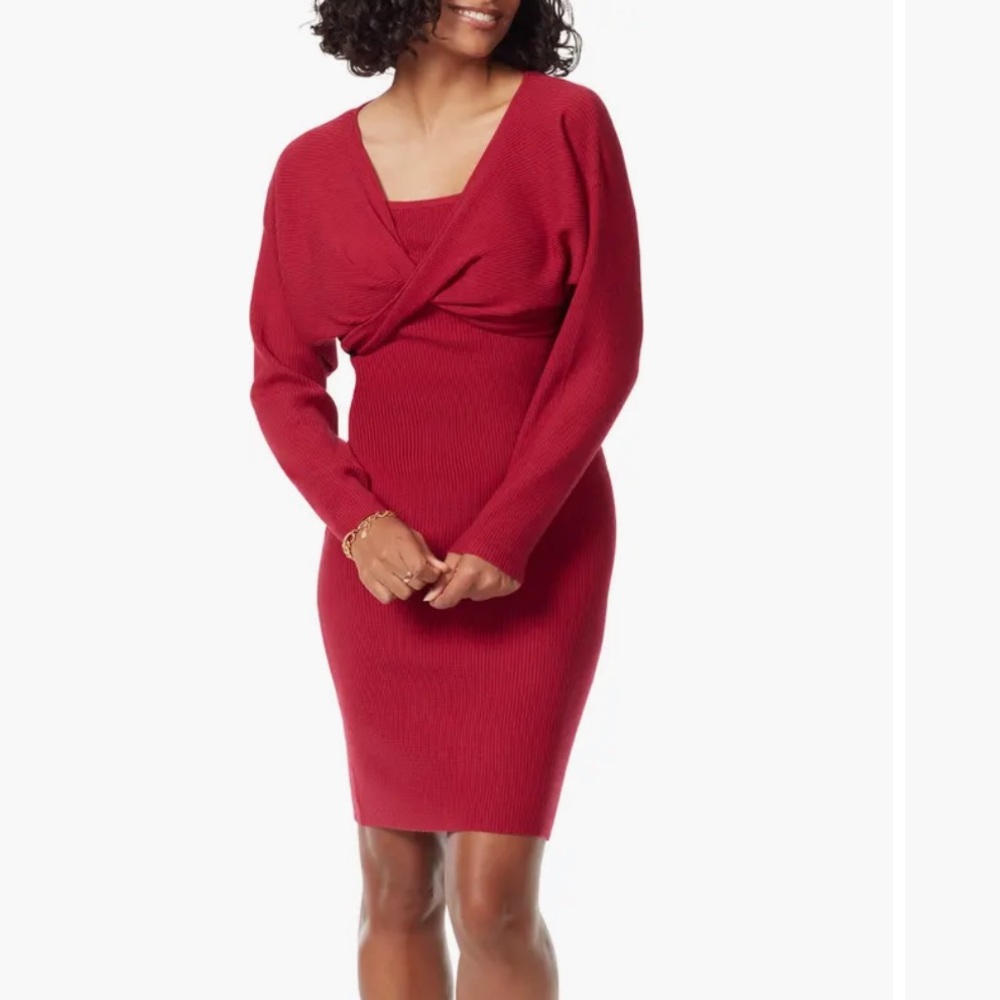 Sam Edelman Allie Cherries Jubilee long sleeved cropped sweater & midi dress med - Picture 2 of 16